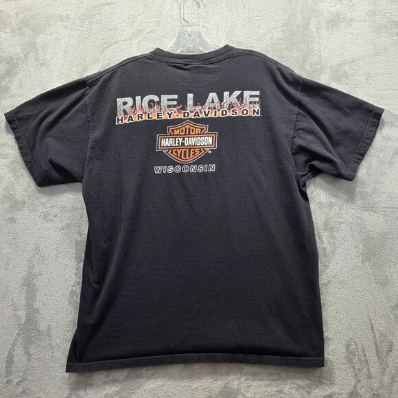 Vintage Harley-Davidson Shirt Mens XL Black Made in USA Skull Flag Graphic 90s - Picture 8 of 9